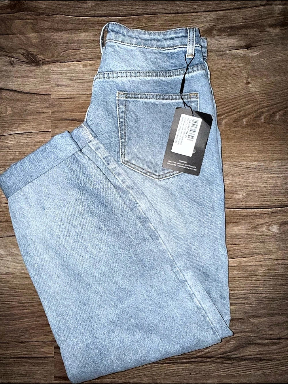 PrettyLittleThing Mom Jeans Distressed Jeans in Blue US 4 NWT